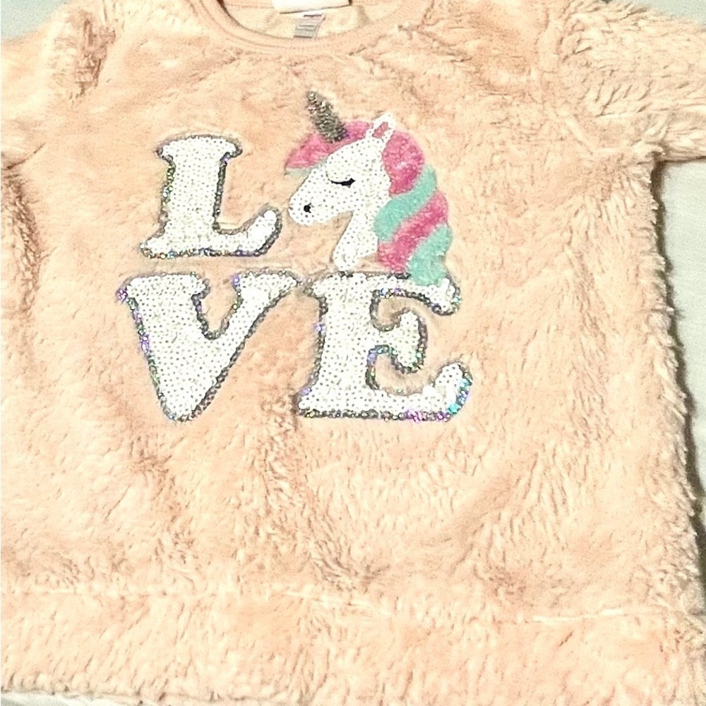 Unicorn sweater LOVE in sequins - girl's size 8